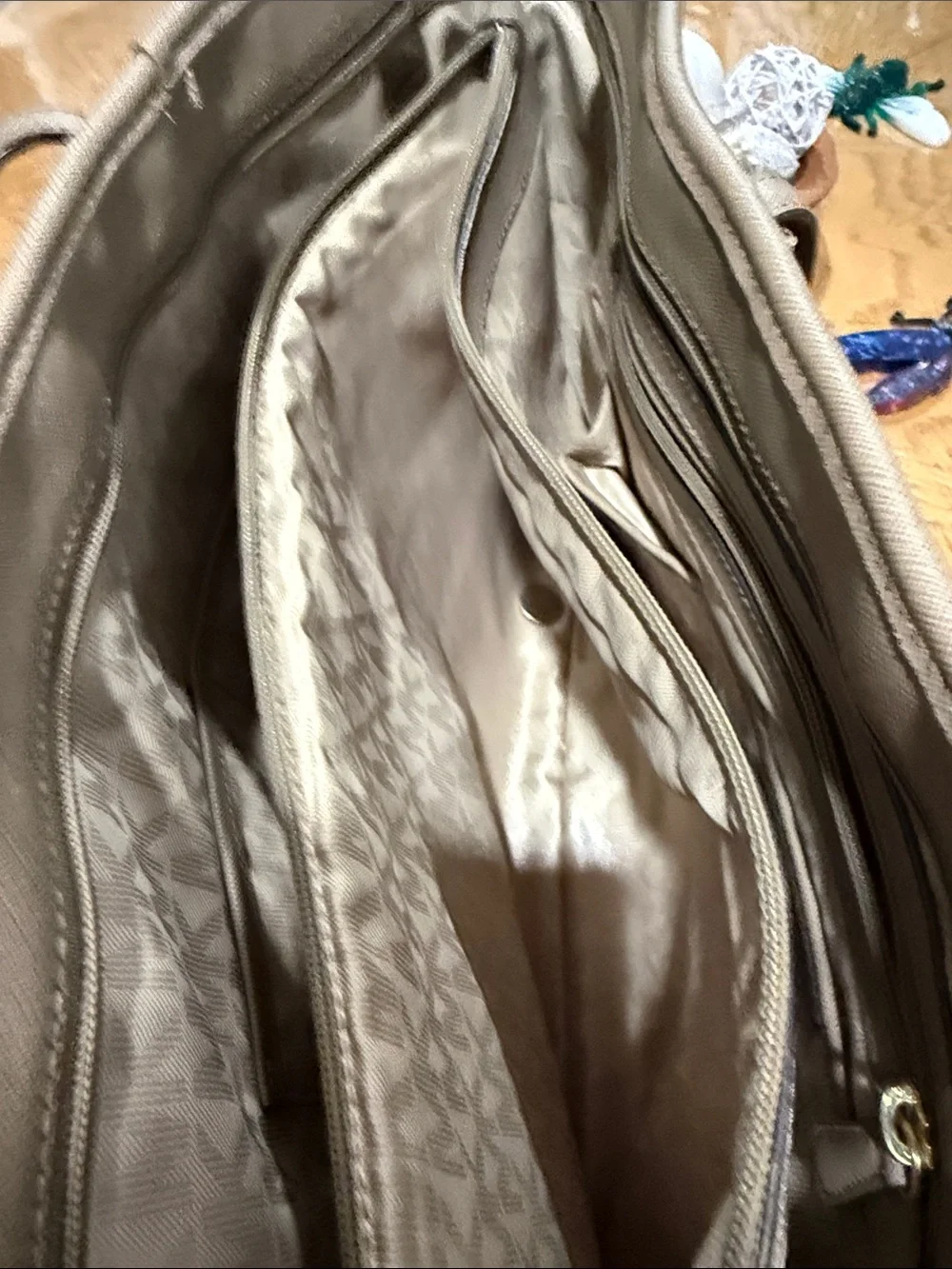 Michael Kors Taupe Saffiano Leather Tote with Gold Accents
